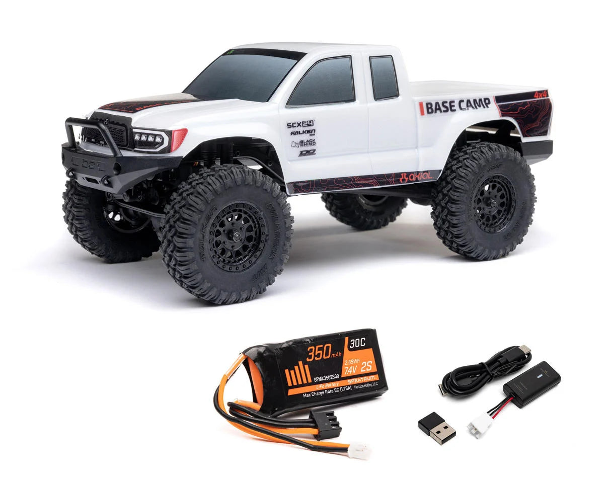 Axial 1/24 SCX24 Base Camp 4WD Rock Crawler Brushed RTR with Battery & Charger (White)